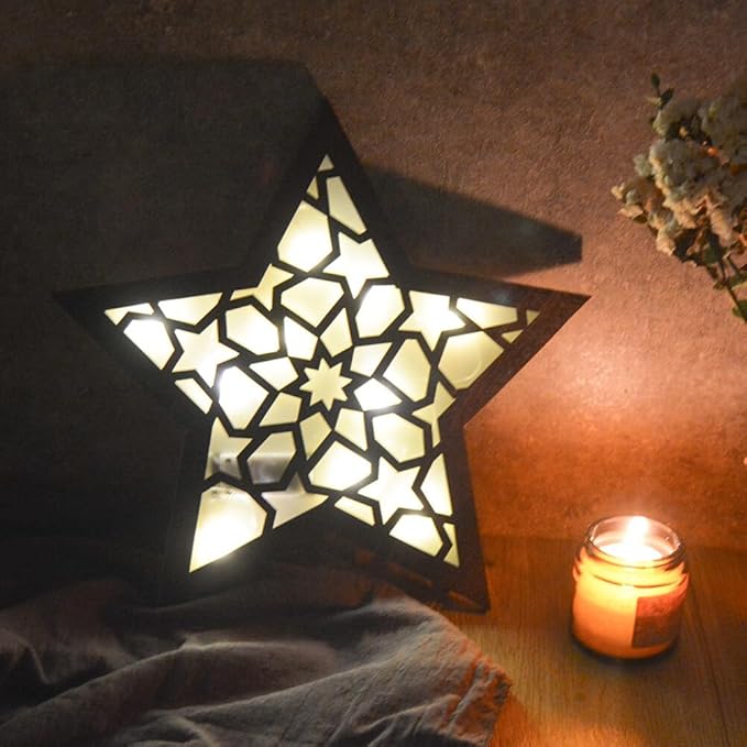 💐💐Dimensional Wooden Ramadan Glow Night Light Decoration Set