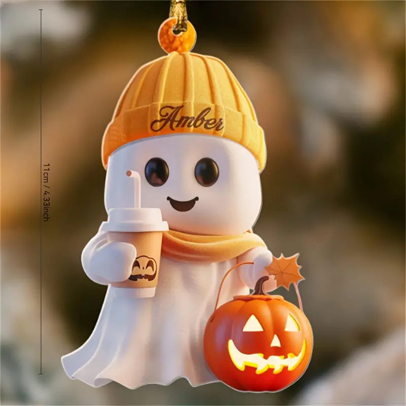 🎃🎃Classic Acrylic Pumpkin and Coffee Cup Halloween Ghost Decor Ornaments