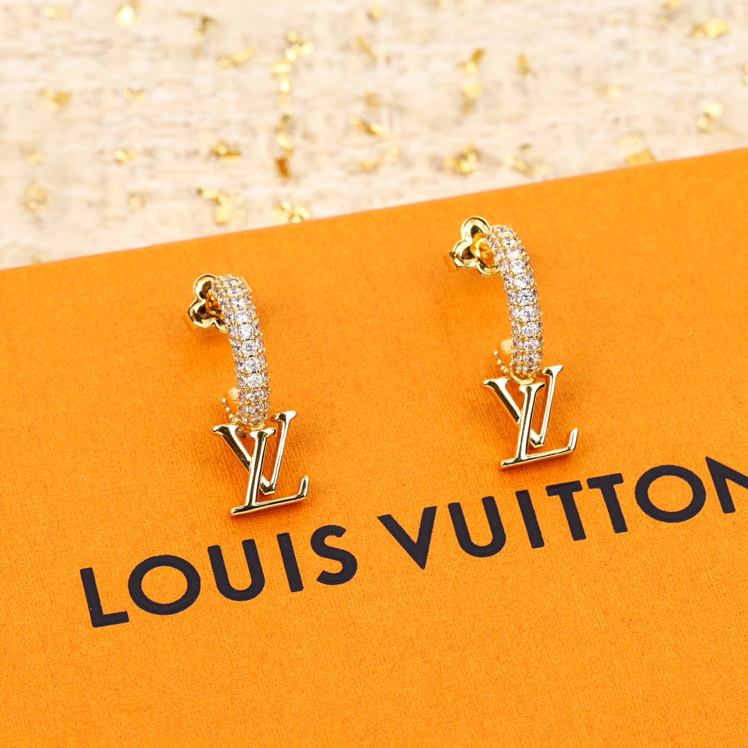 Louis Vuitton Full Diamond Half Circle Earrings