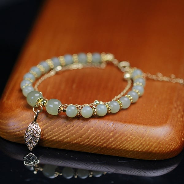 💞Last Day BUY 1 GET 1 FREE 💞--Wotian Jade Lucky Gold Leaf Bangle