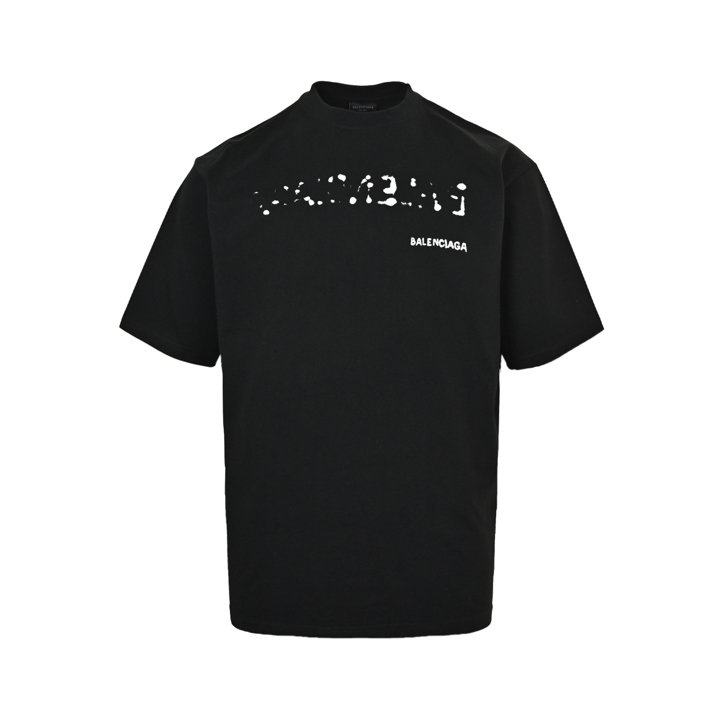 Balenciaga Blurred Letters Front and Back Printed Short Sleeves