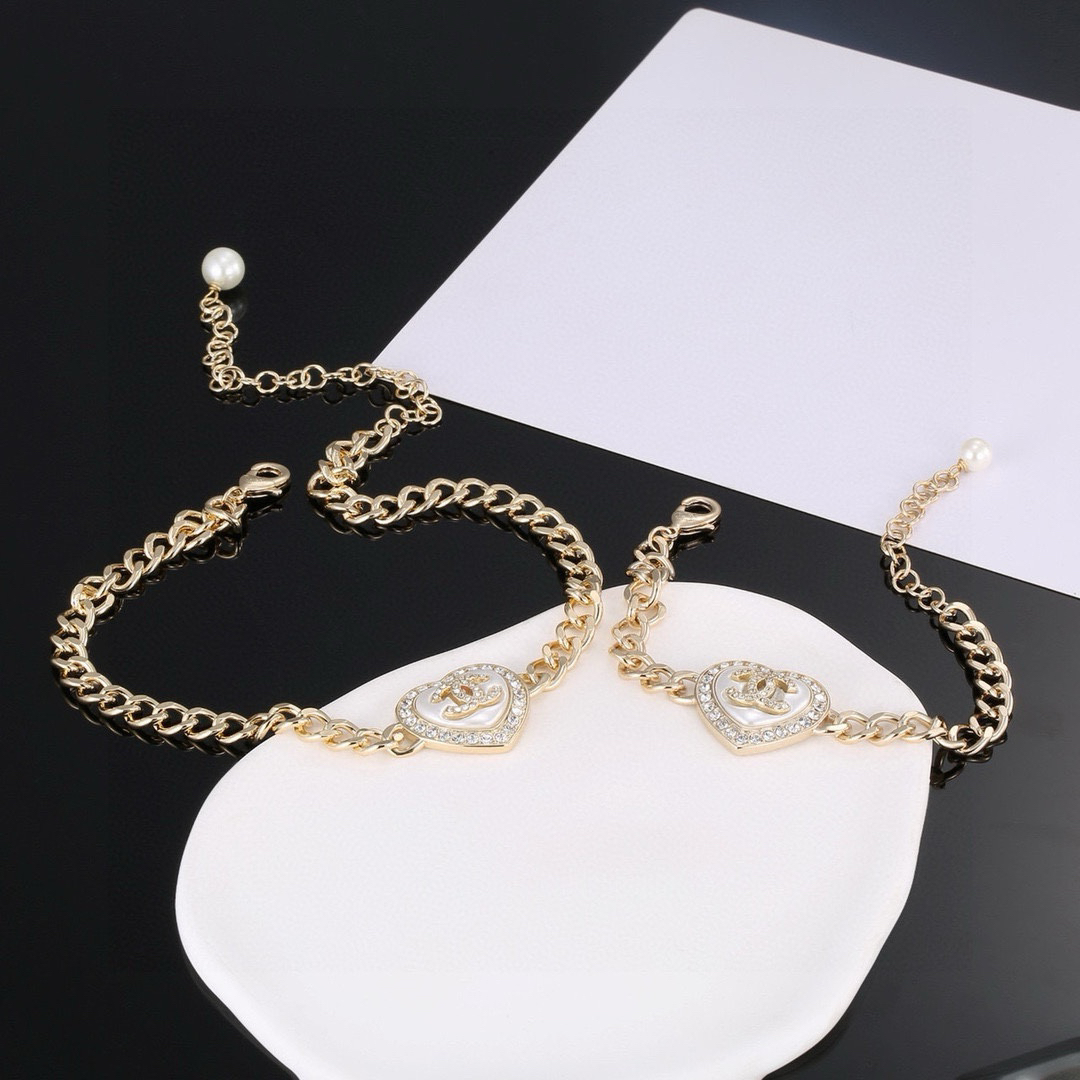 Chanel Heart Peach Bracelet Necklace