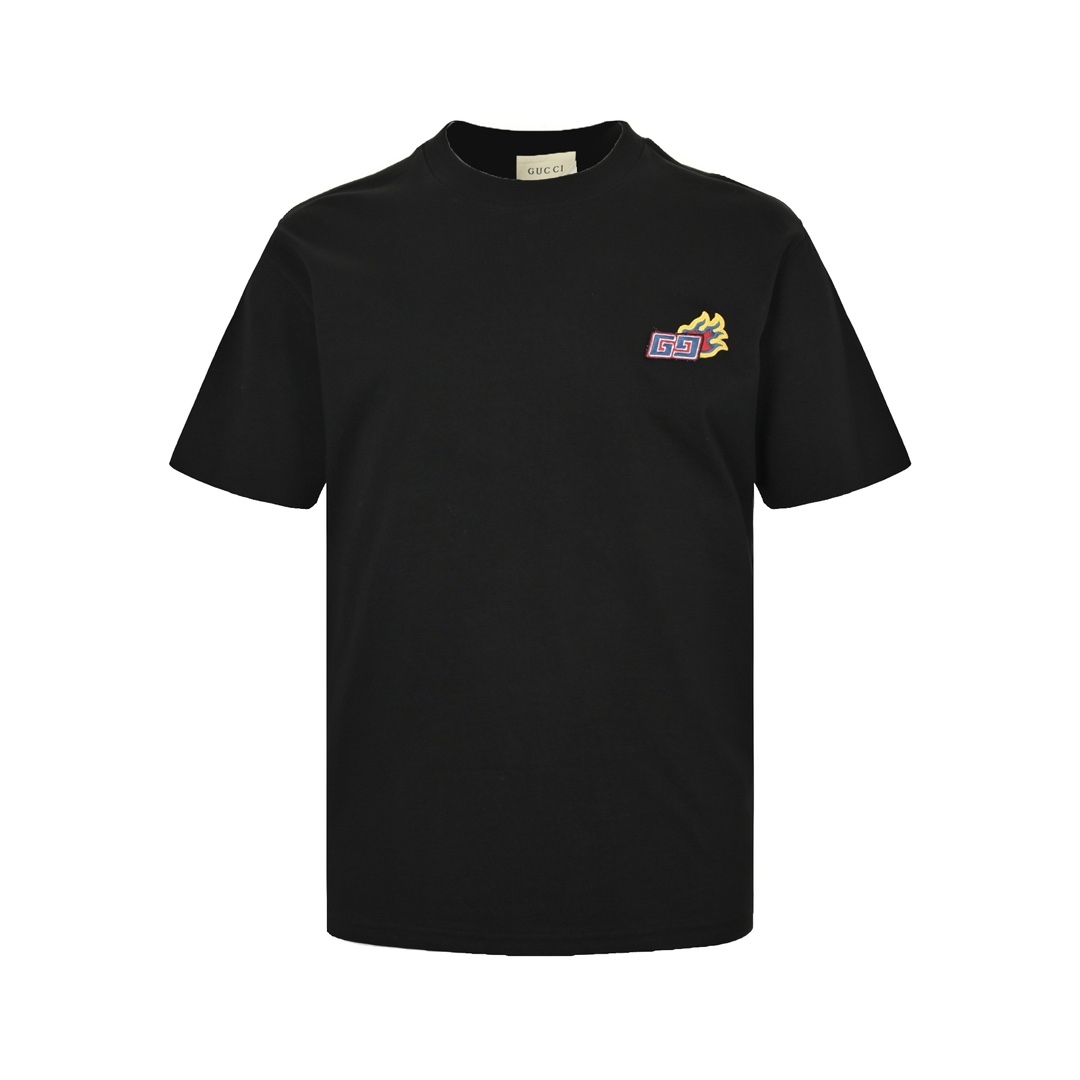 Gucci 24ss flame double G embroidered short sleeve