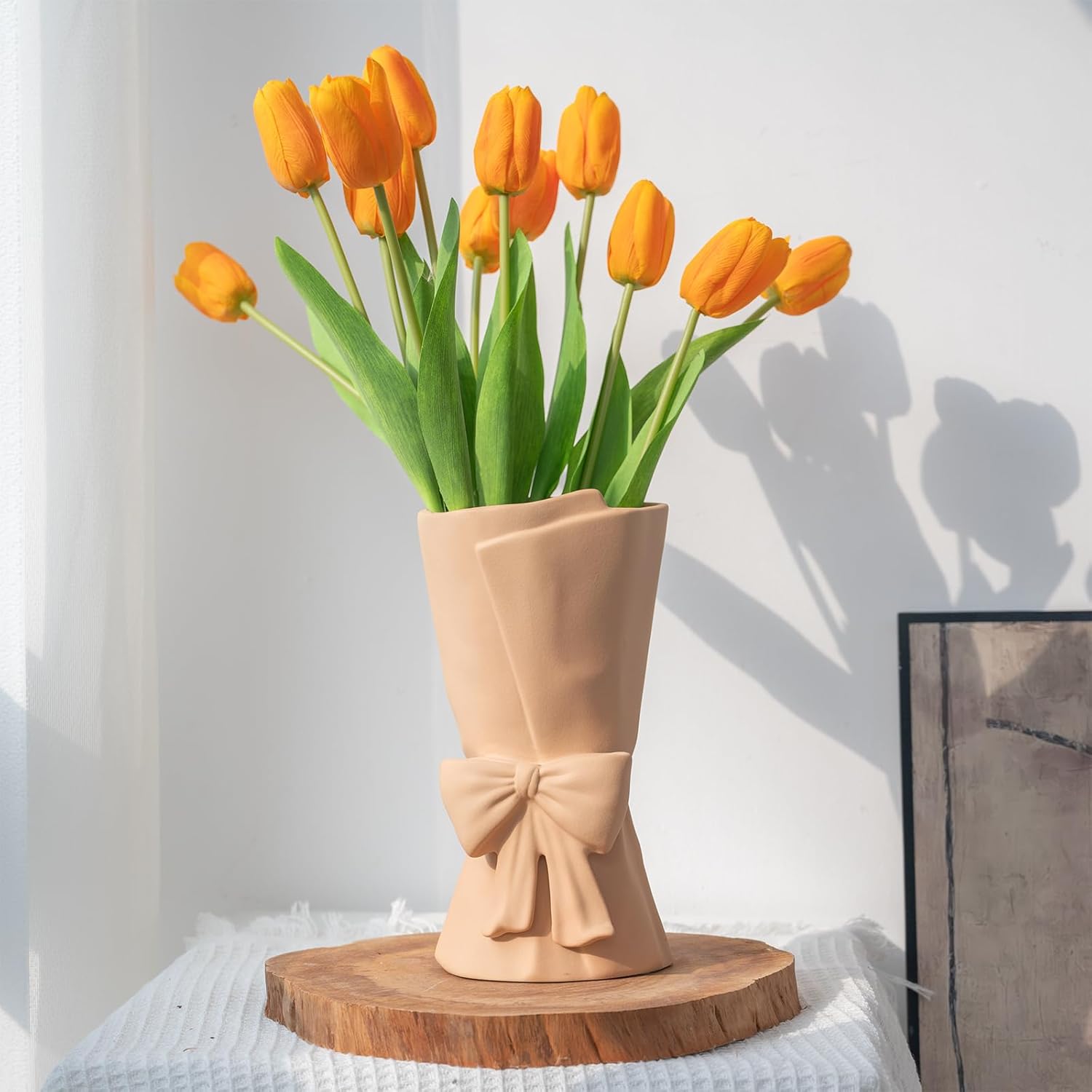 Cute Bow Decorative Ceramic Bouquet Flower Vases