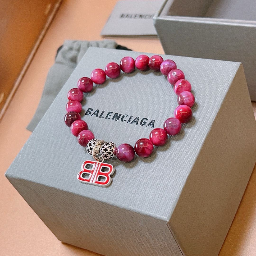 Balenciaga Natural Tiger Eye Stone Bracelet