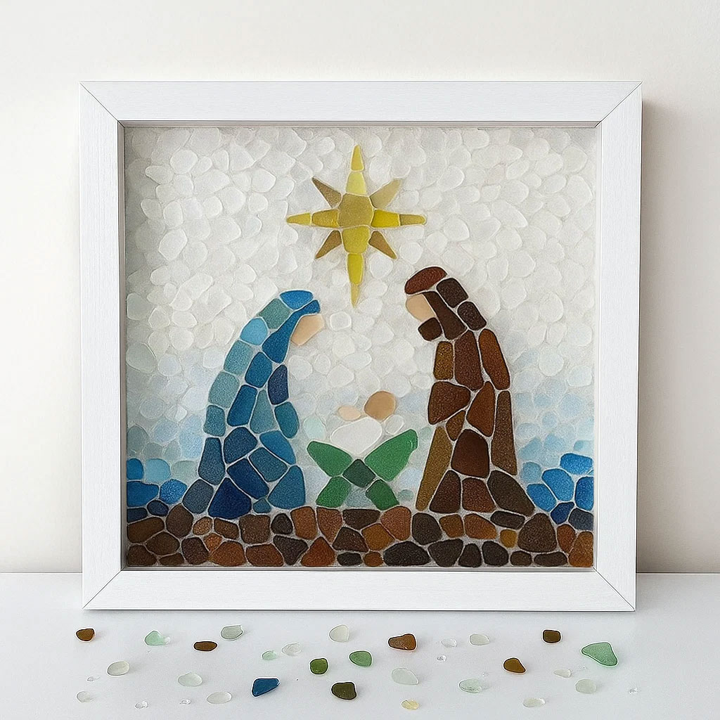 Sea Glass Nativity Art Frame