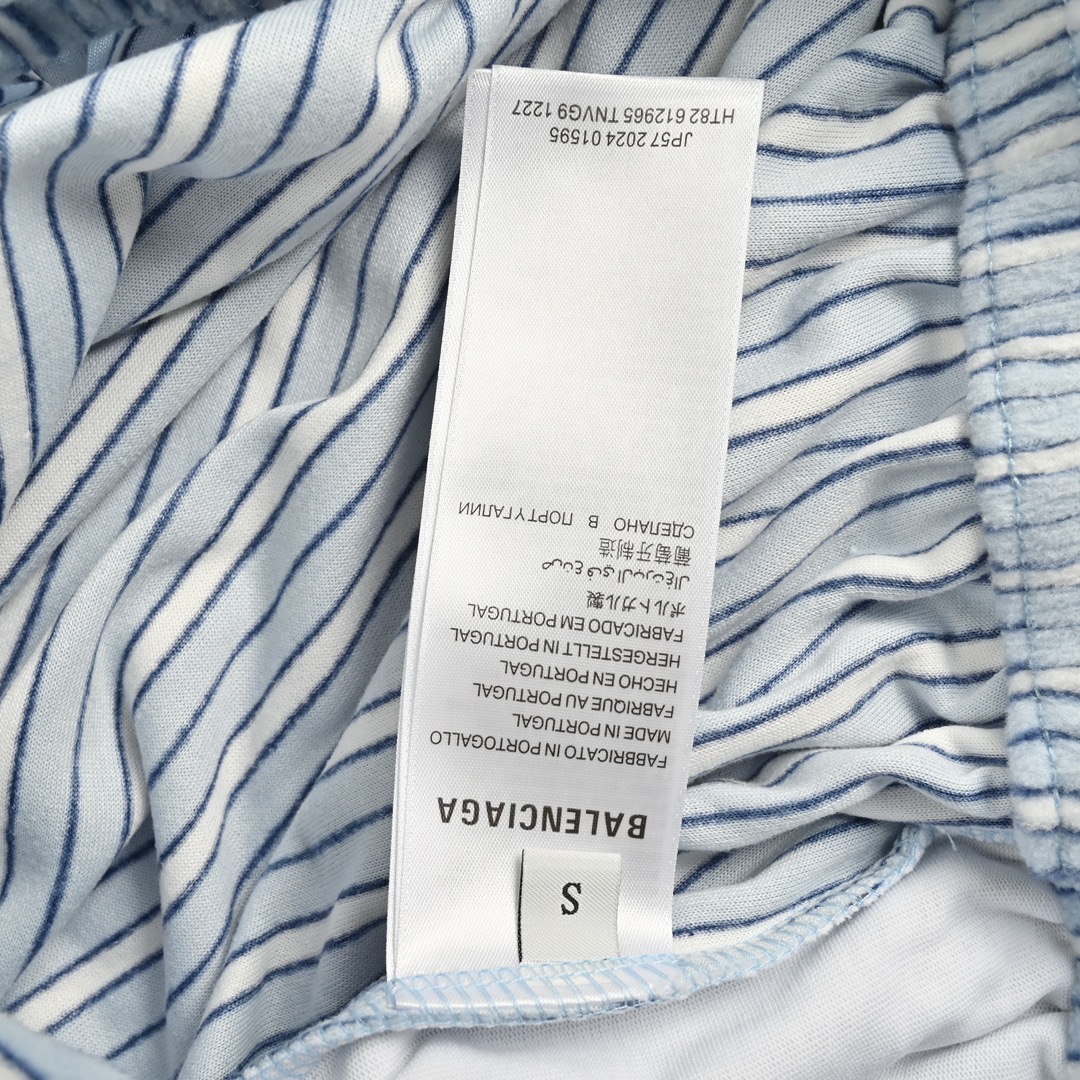 Balenciaga 24Fw blue striped plush trousers