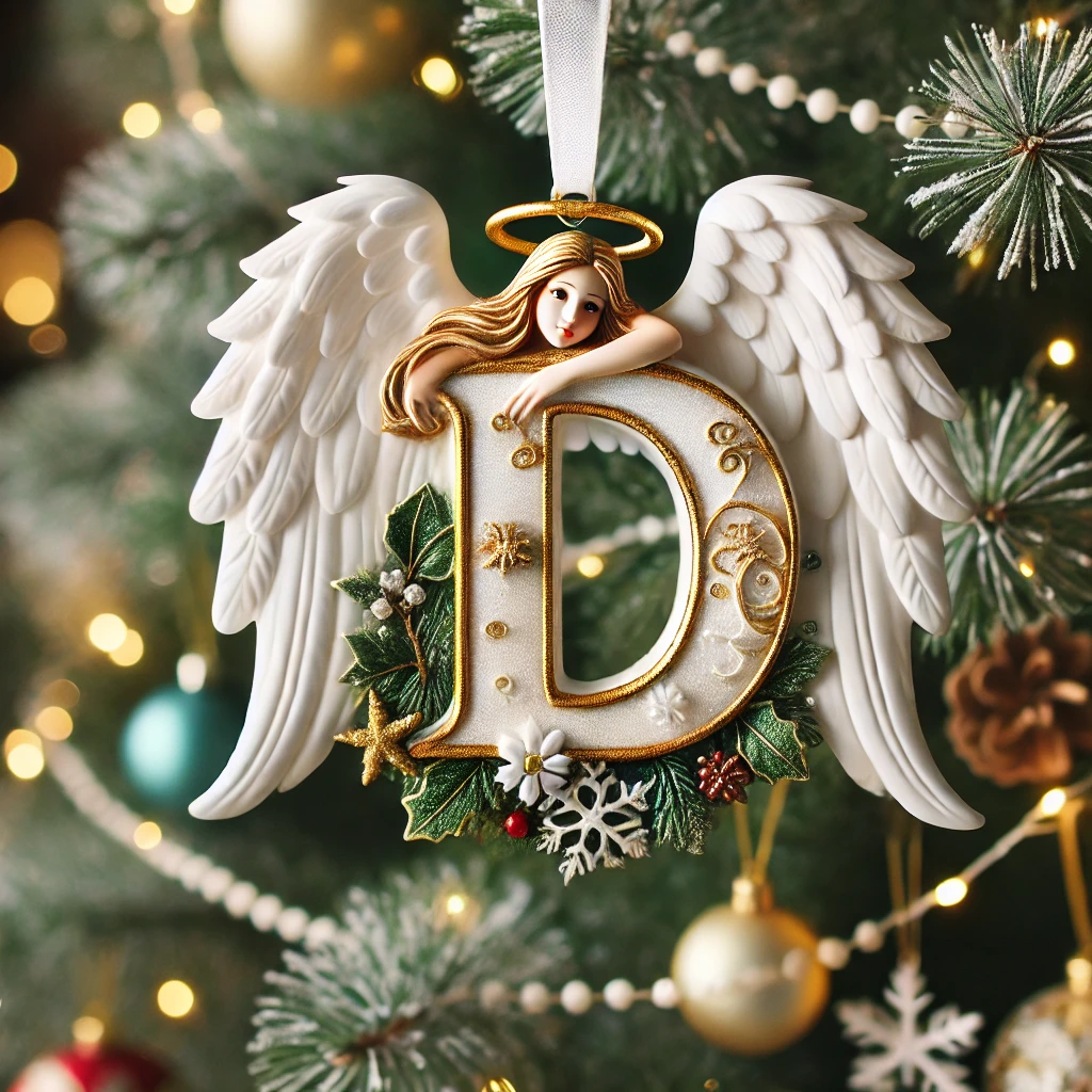 Angel Initial Christmas Ornaments