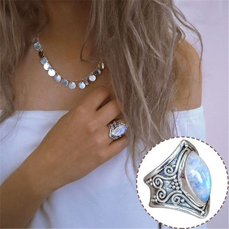 Handmade vintage boho moonstone ring - Buy 2 Free Shipping
