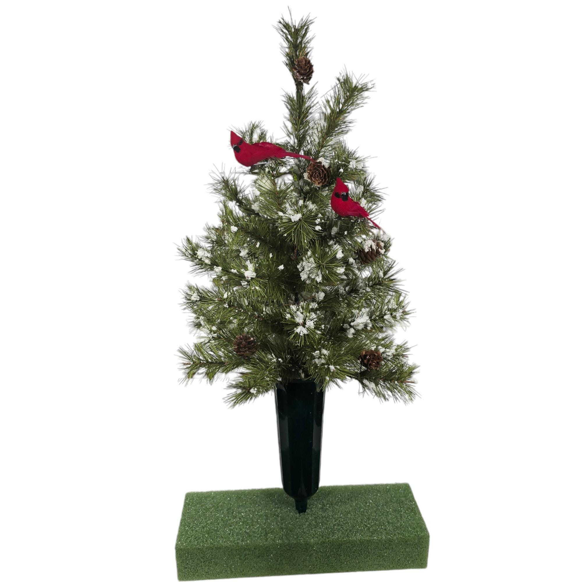 🎄CHRISTMAS ON SALE🔥Cemetery Cone with a small Christmas tree, Christmas Tree Grave Flowers