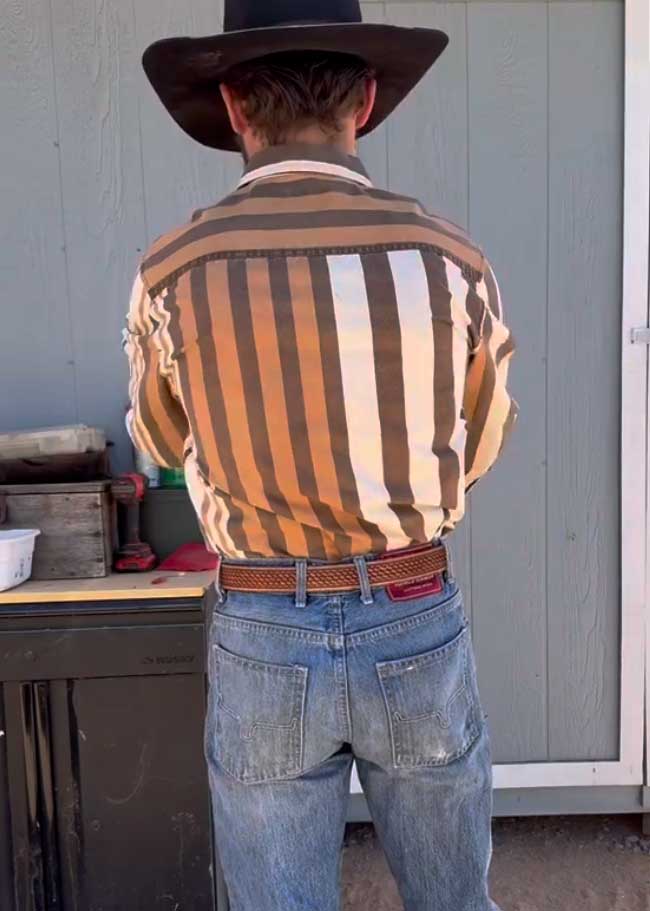 Men's Casual Vintage Orange Striped Long Sleeve Shirt