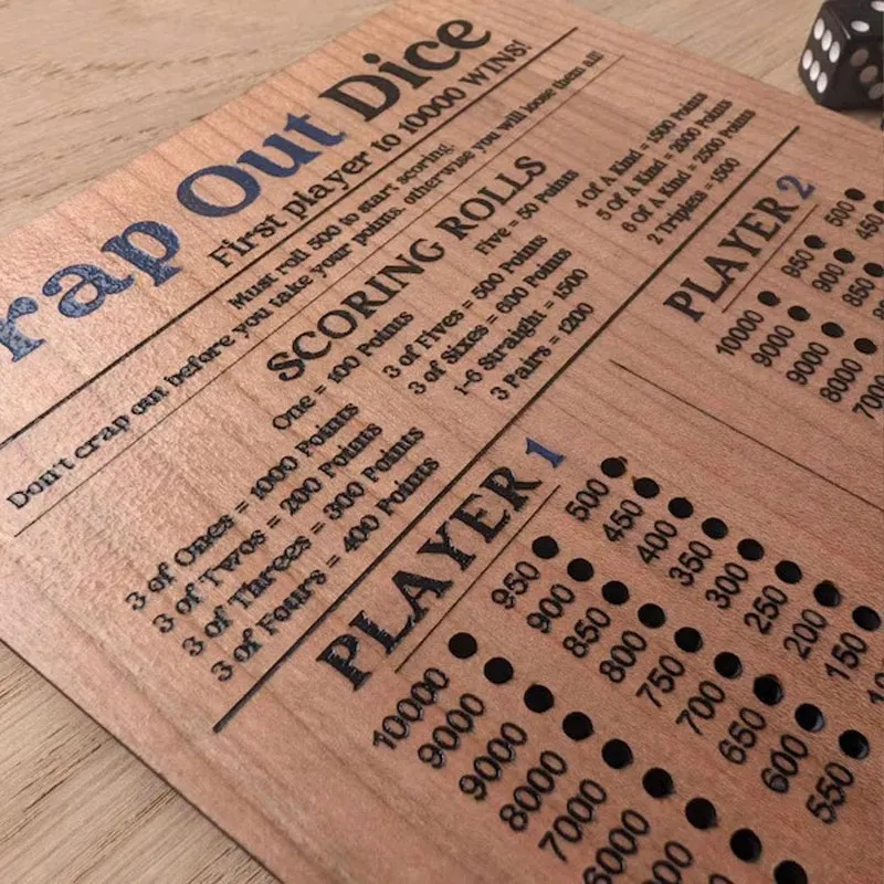 Crap Out Dice Score Board
