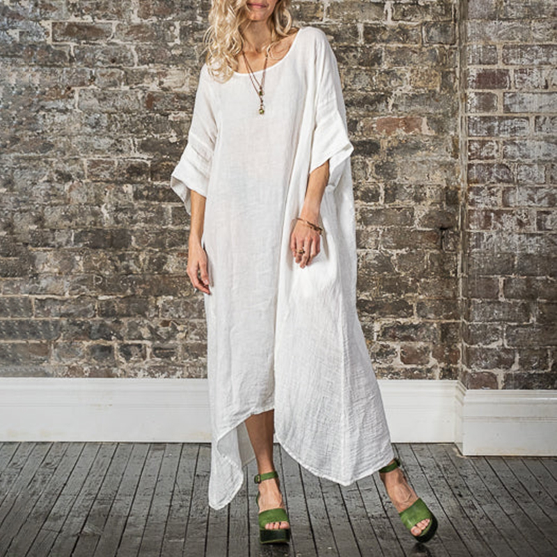 Solid Color Comfortable Casual Loose Fitting Maxi Dress