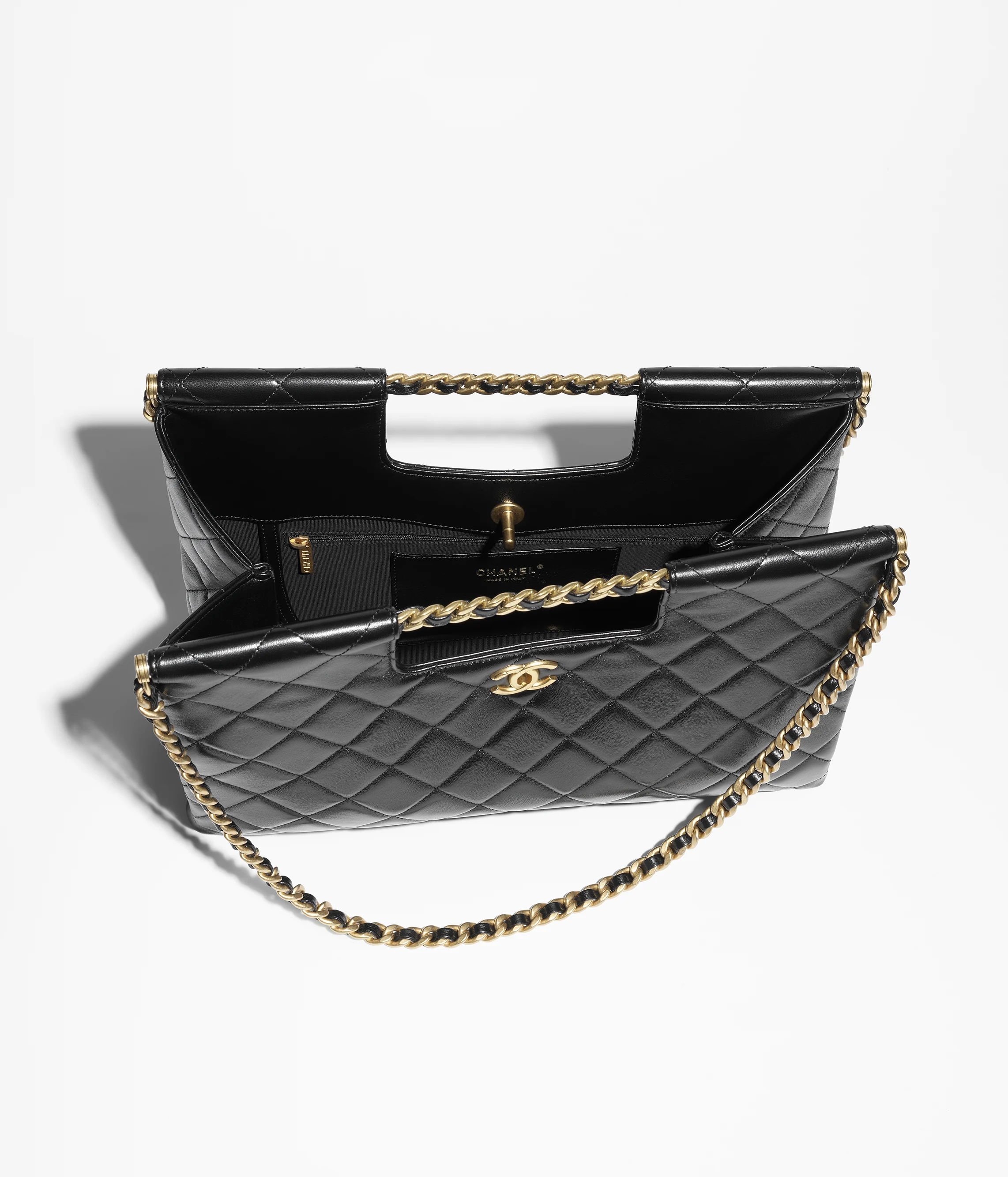 Chanel Shopping Bag Shiny Lambskin & Gold-Tone Metal Black AS5407-B20556-94305
