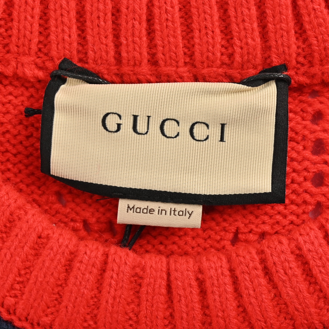 Gucci 24Fw Double G hollow contrast striped sweater