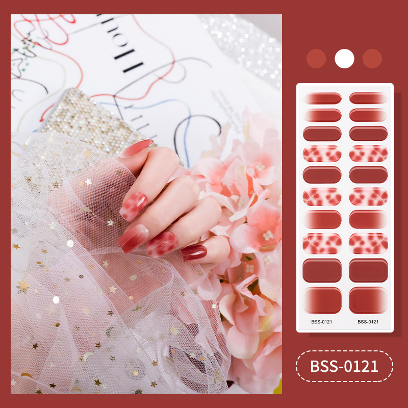 HOT SALE🔥Semicured UV Gel Nail Sticker Kit, Set Of 20-22 Pcs Nail Wraps