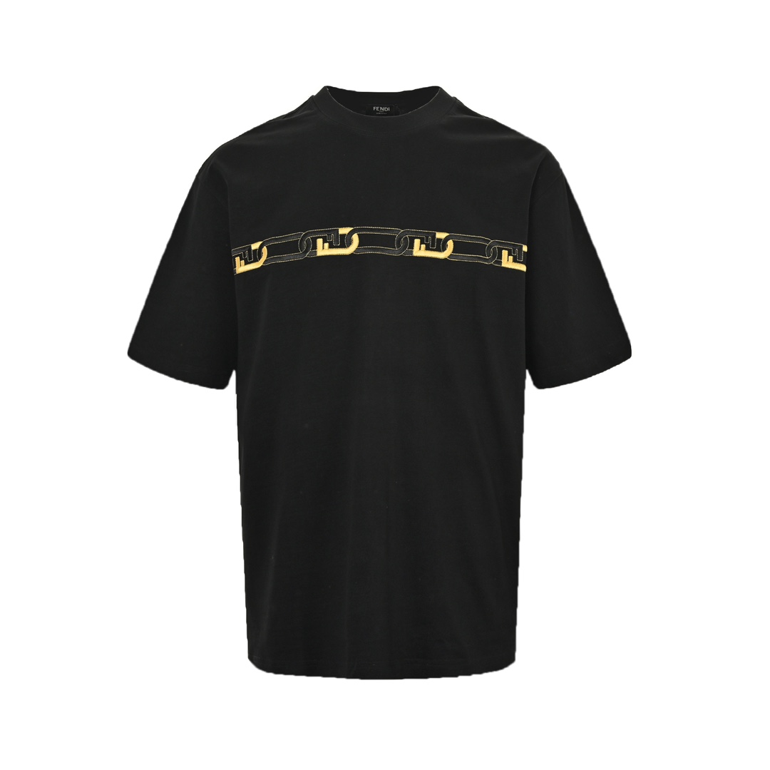 Fendi 24ss colorful letter embroidered short sleeve