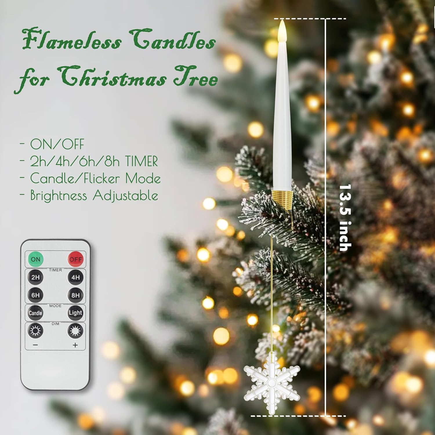 🎄CHRISTMAS ON SALE🔥Christmas Tree Candles with Hooks & Remote - 8 Pack