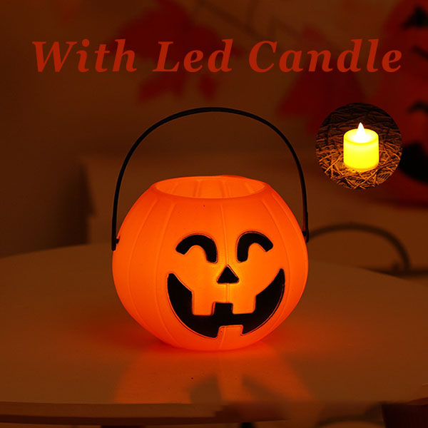 ⚡Flash Sale⚡ 8PCS Halloween Pumpkin Buckets with led candle