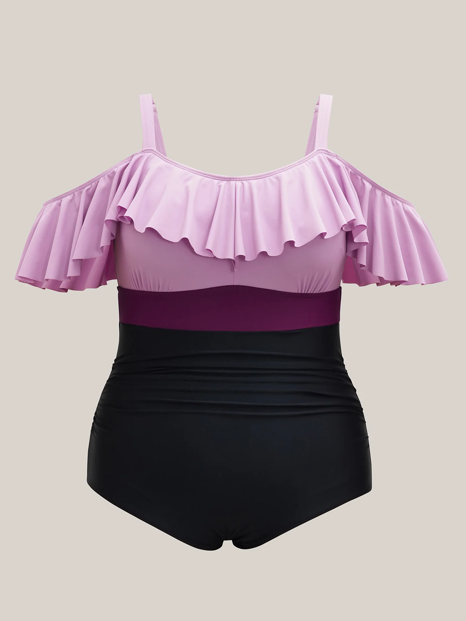 Cold-Shoulder Ruffled One-Piece Swimsuit