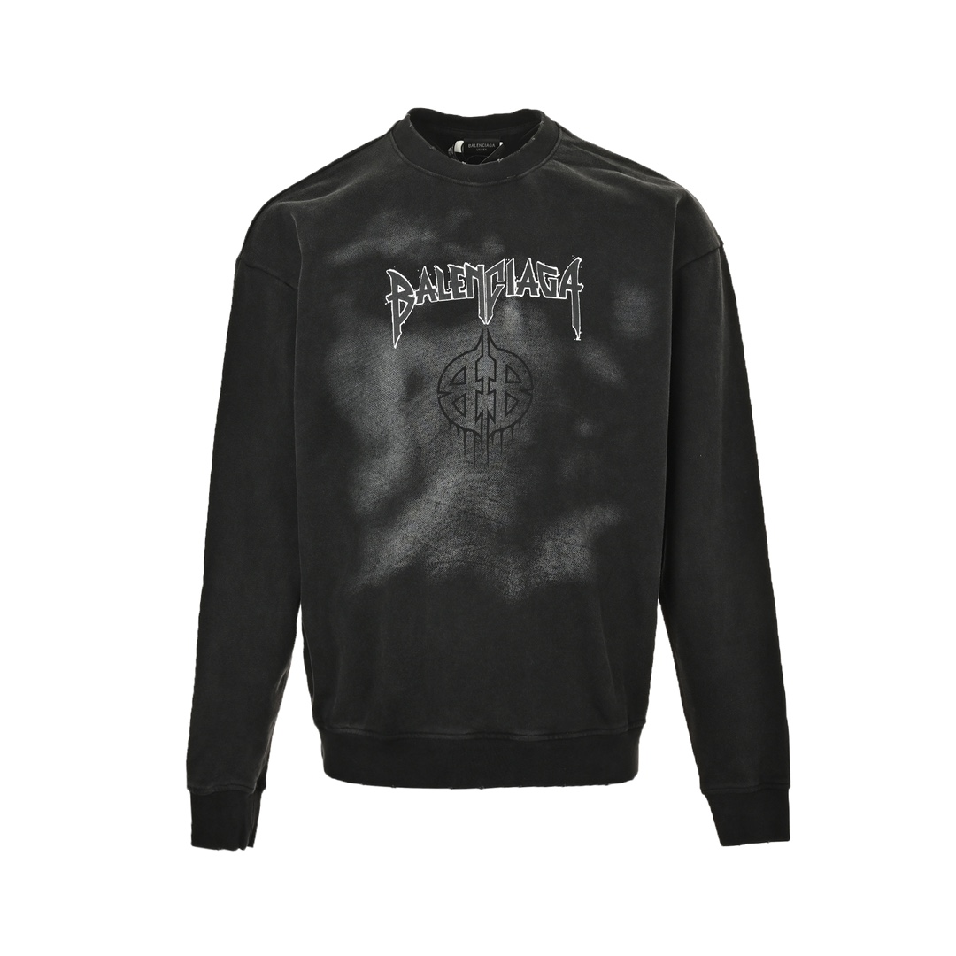 Balenciaga 24Fw lettering slogan print washed crew neck sweatshirt