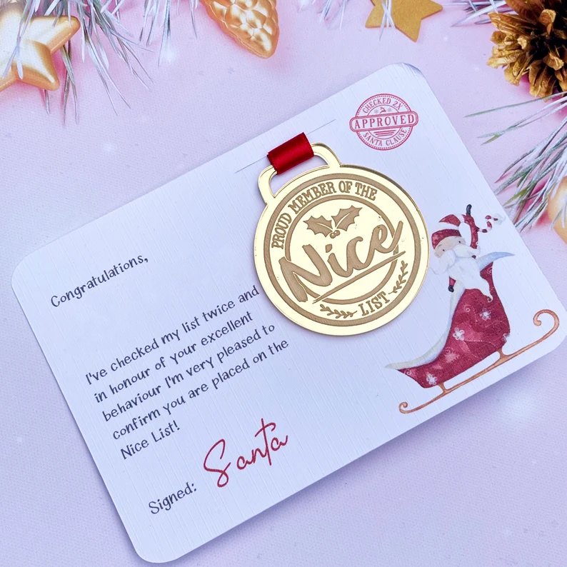 Nice List Medal,Christmas Eve box filler