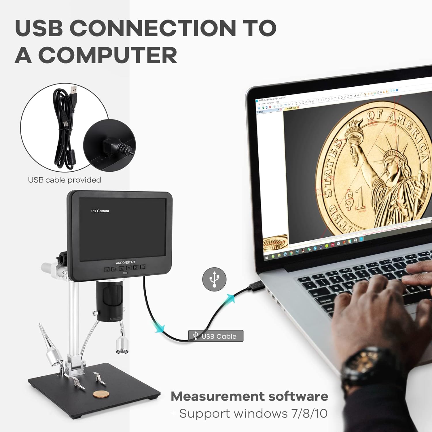 Andonstar HDMI Digital Microscope 2000x 3 Lens 2160P UHD Video Record