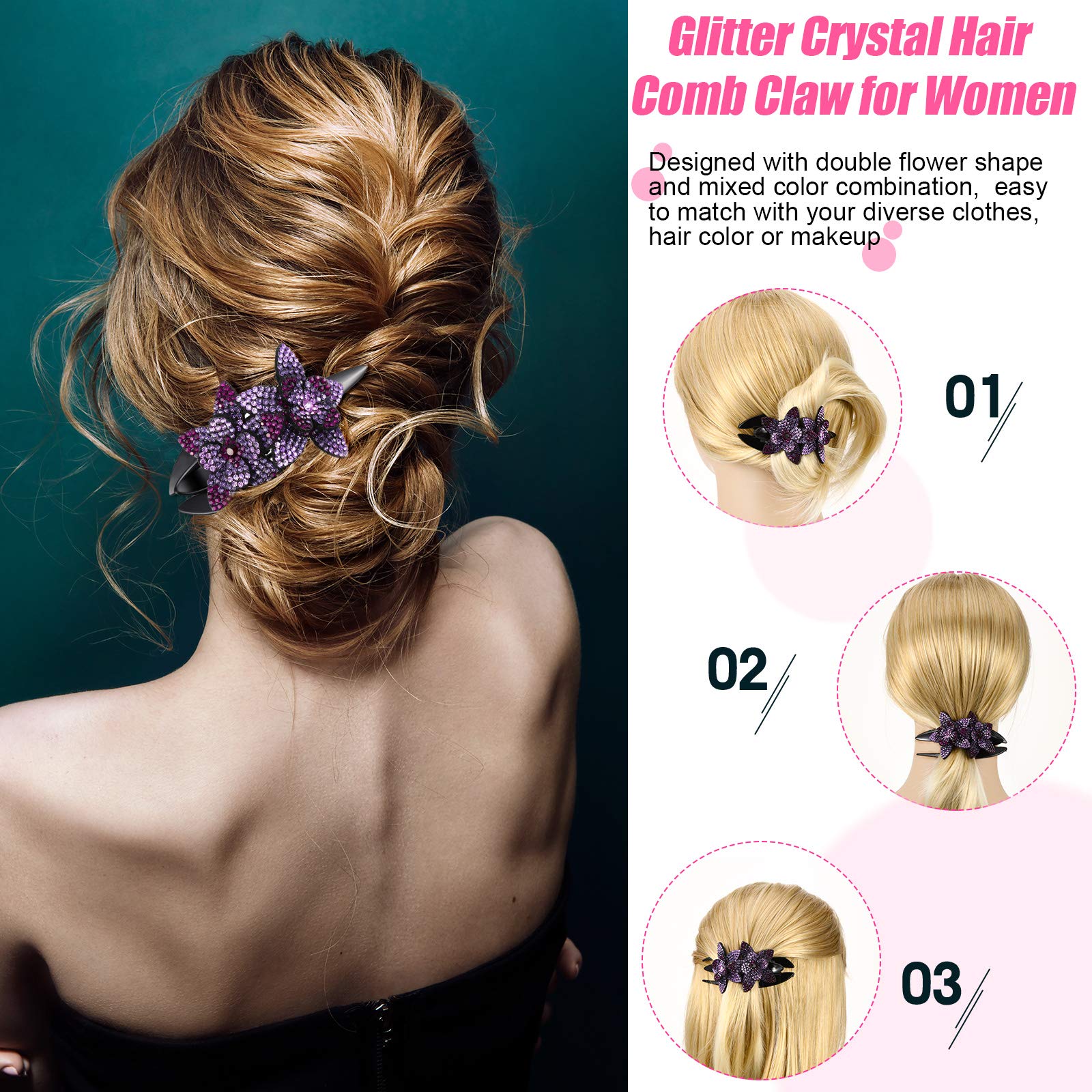[Last day flash sale💥45% OFF] Rhinestone Double Flower Hair Clip-BUY 3 FREE SHIPPING