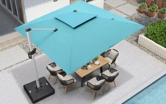 Sales Solar Powered LED Cantilever Patio Umbrella