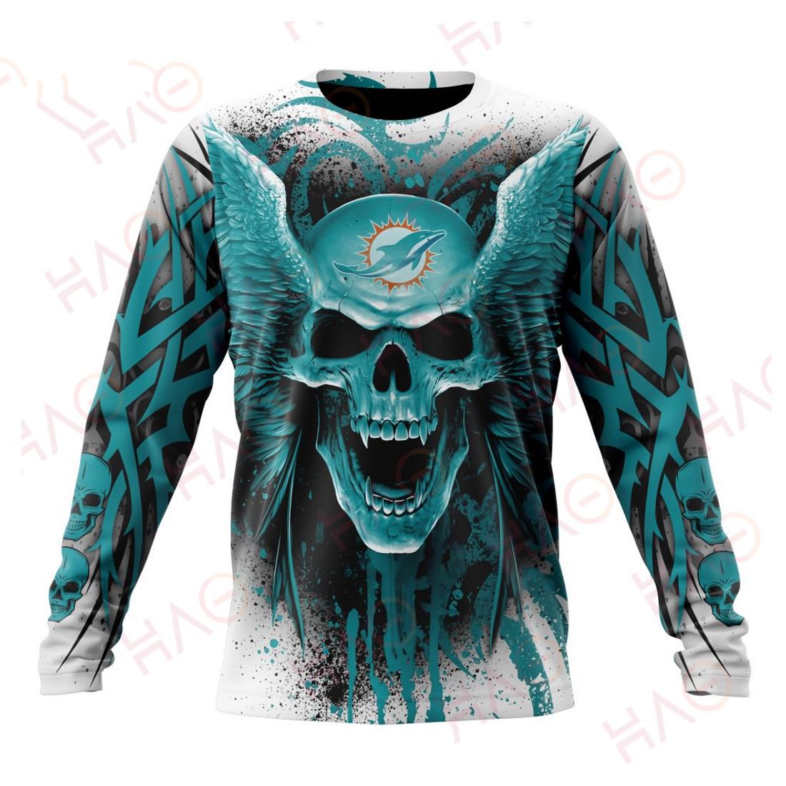 MIAMI DOLPHINS 3D HOODIE SKULL ART