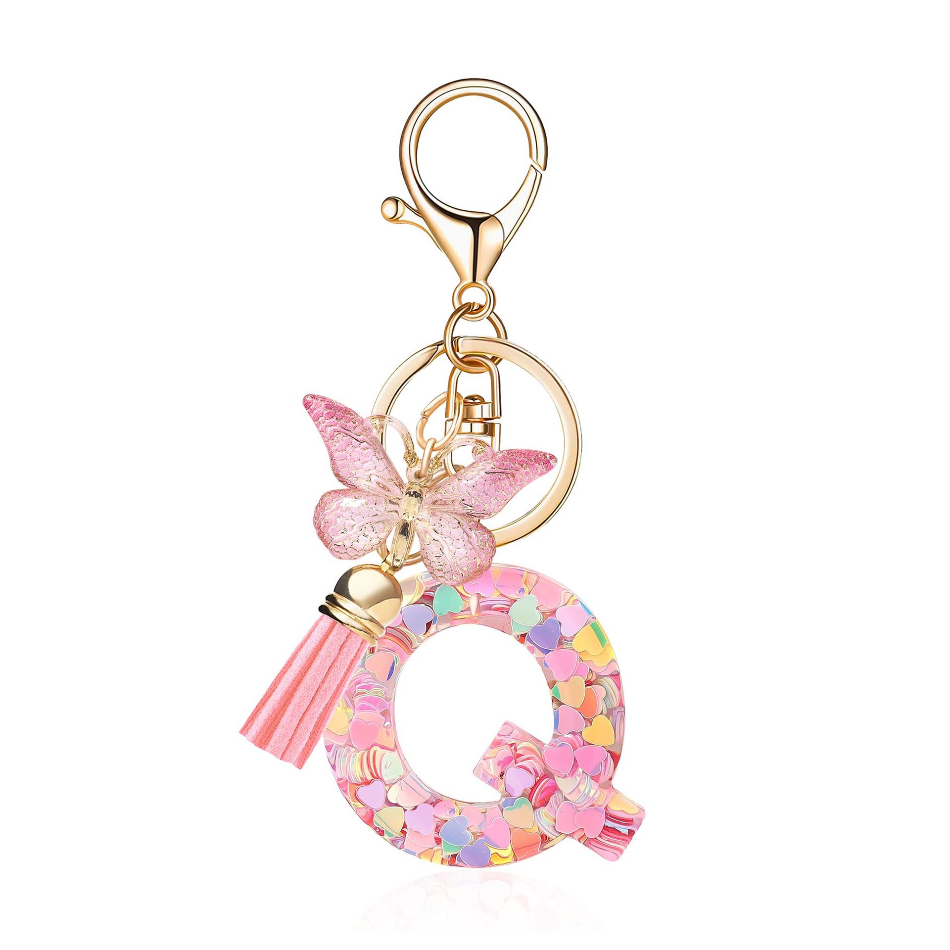✨✨Heart sequin butterfly letter tassel keychain(Choose your own name keychain)