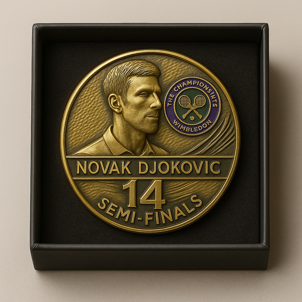 Novak Djokovic's 14-time appearance in the semi-finals commemorative badge
