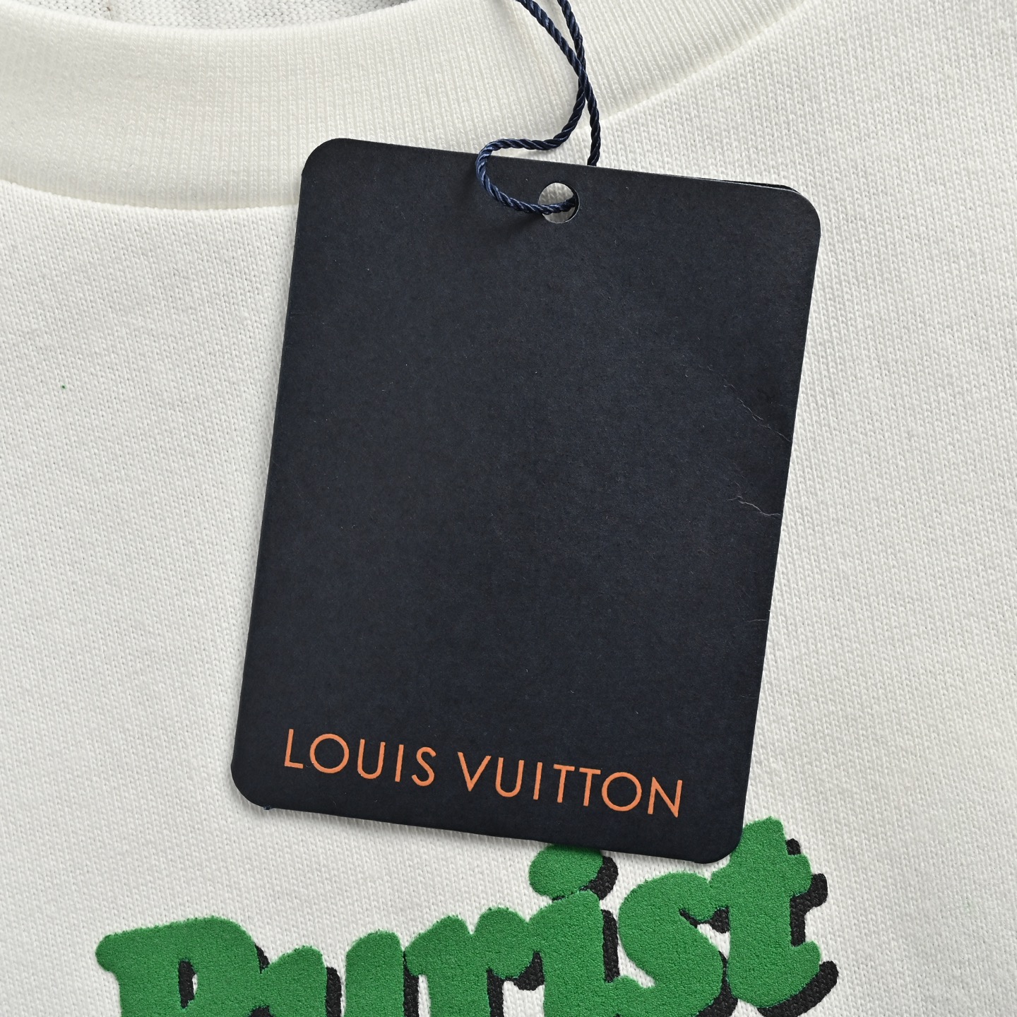 Louis Vuitton Green Foam Lettering Round Neck Short Sleeve