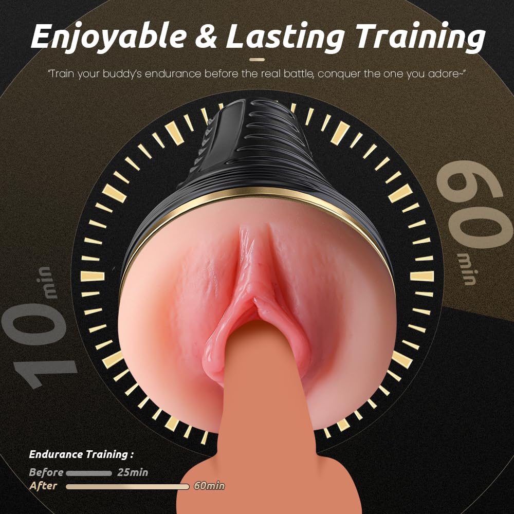 Male Masturbator,Realistic Pocket Pussy Vagina Textured with 7.5in Depth Lifelike Soft and Fleshy Texture,Penis Training Masturbators Sex Machine Toy for Men