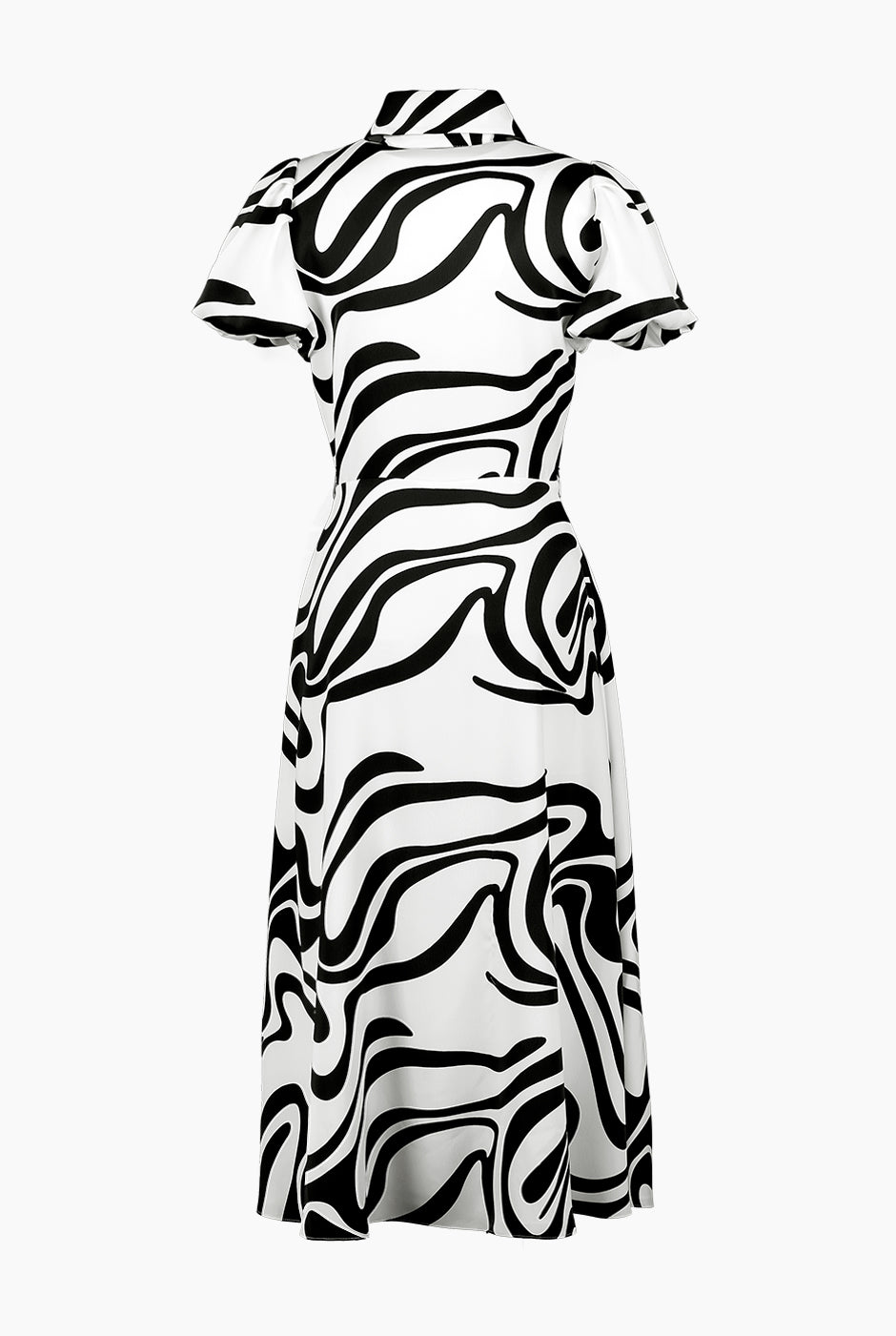 Vestido estampado y cuello camisero