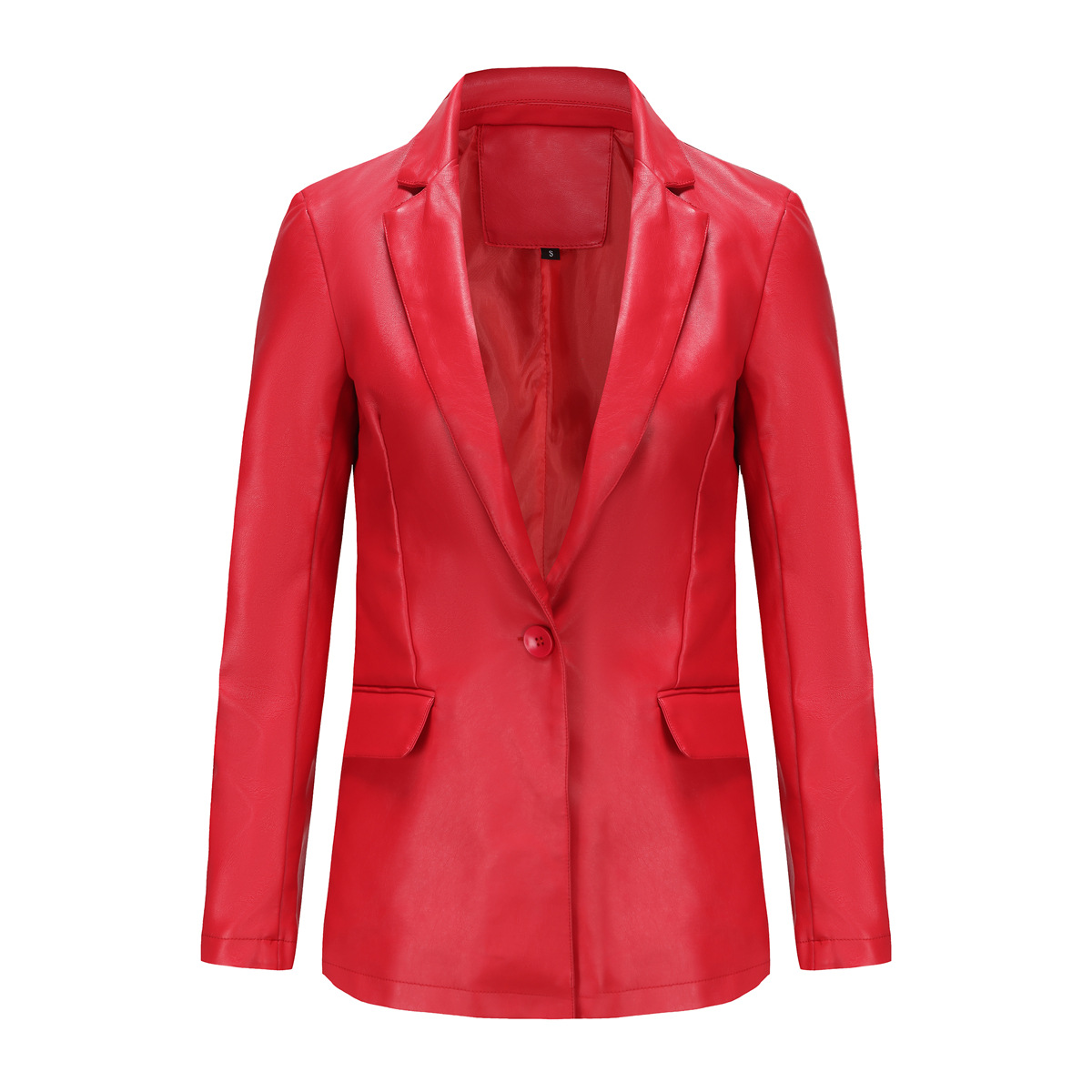 Long sleeved jacket women single button commuter casual leather jacket suit