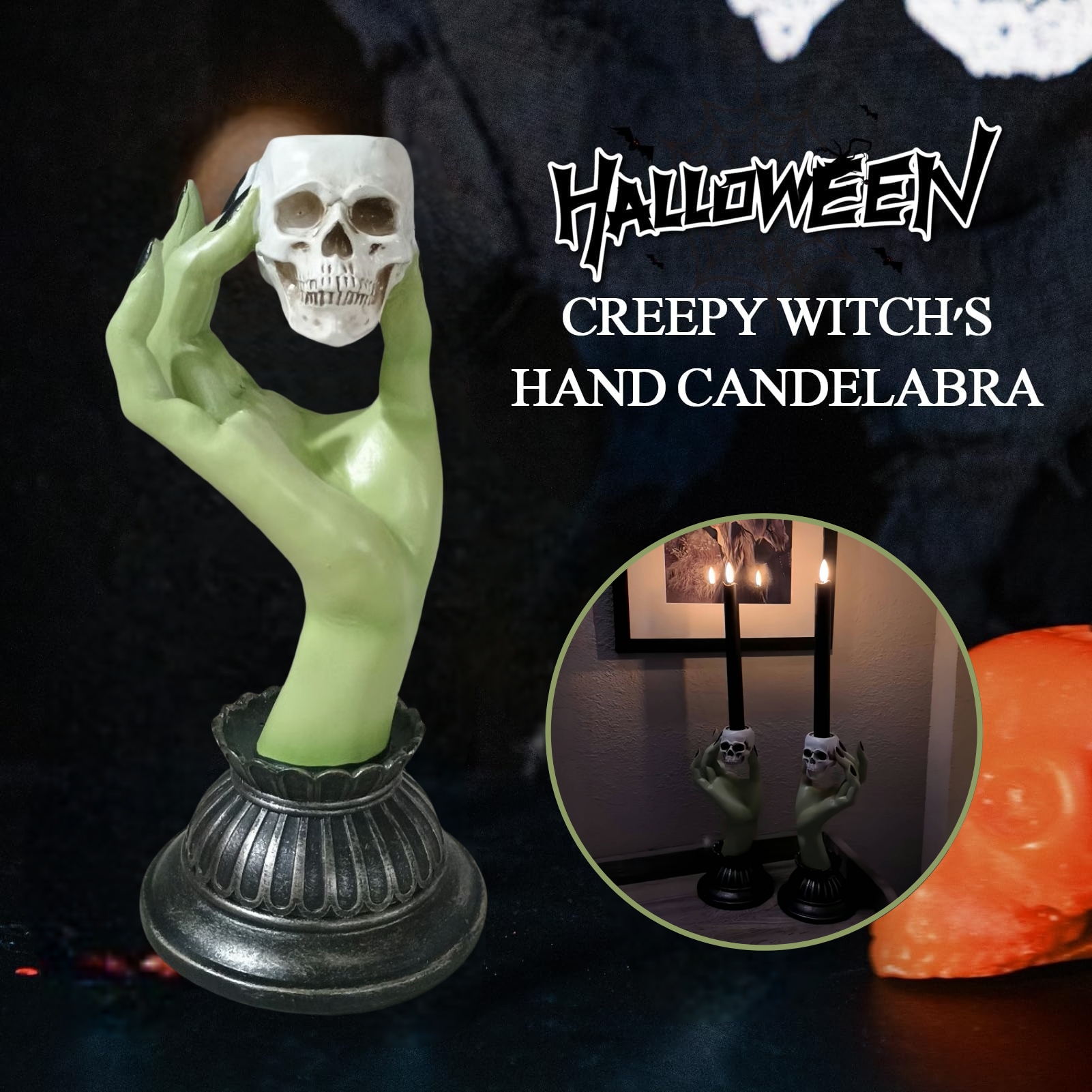 🏆Flash Sale⚡Witch Hands Skeleton Taper Candle Holders