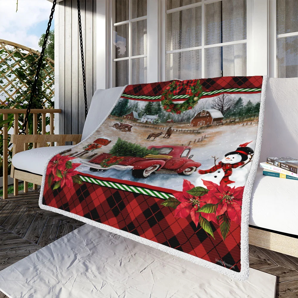 Red Truck Christmas Sofa Throw Blanket
