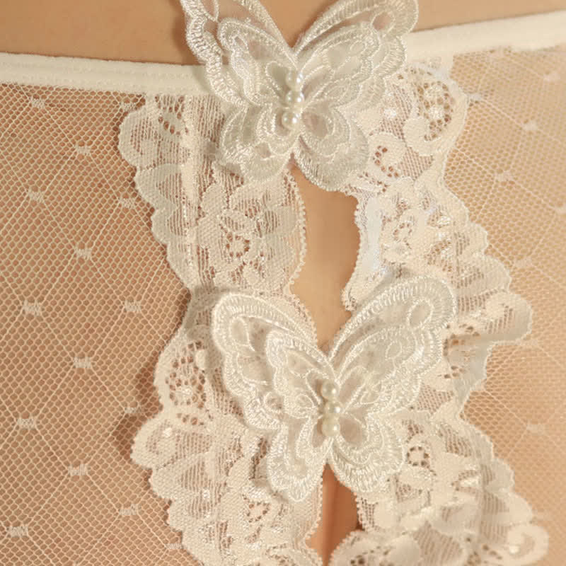 Butterfly Hollow Out Lace Up Mesh Sexy Panties