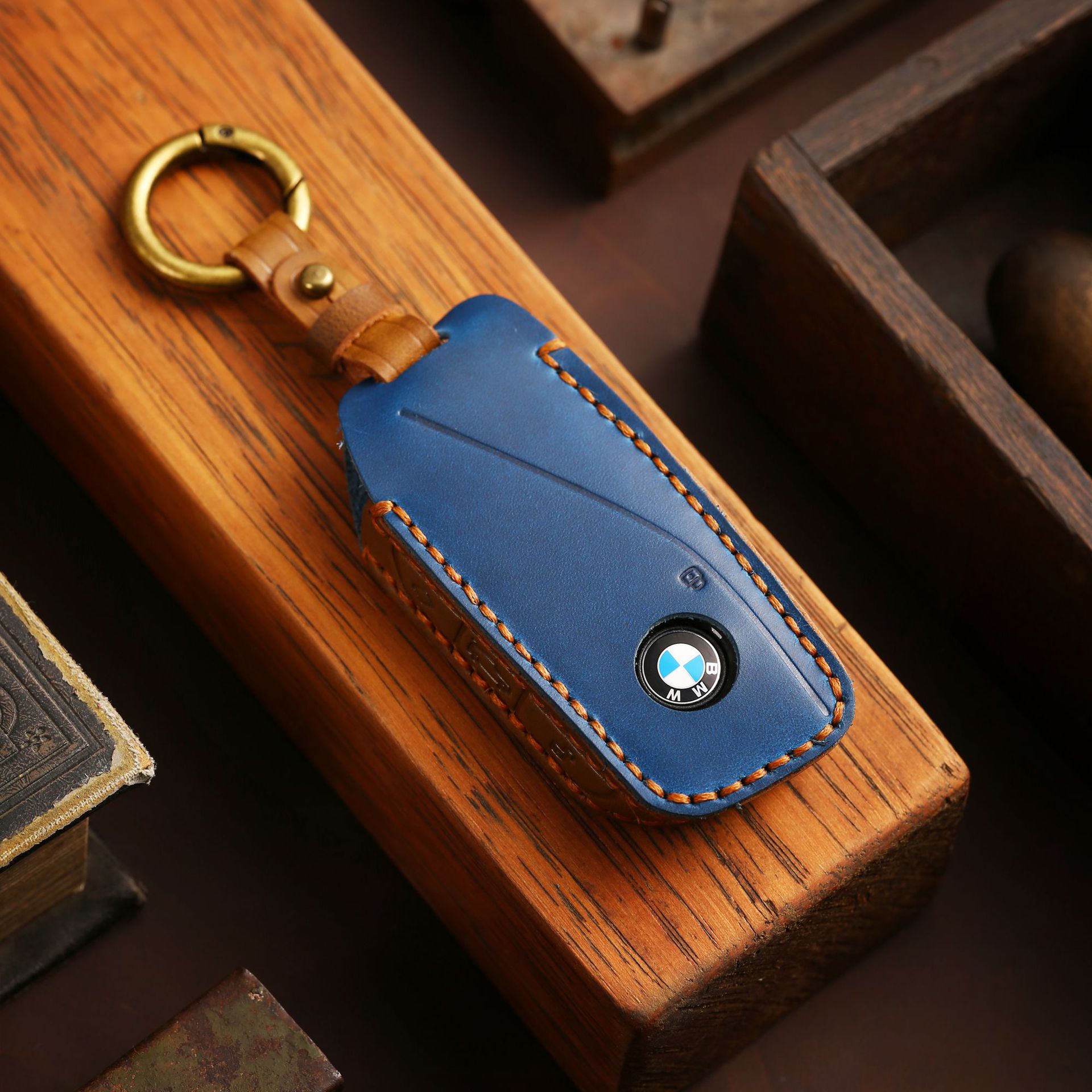 Buttons Genuine Leather Car Key
