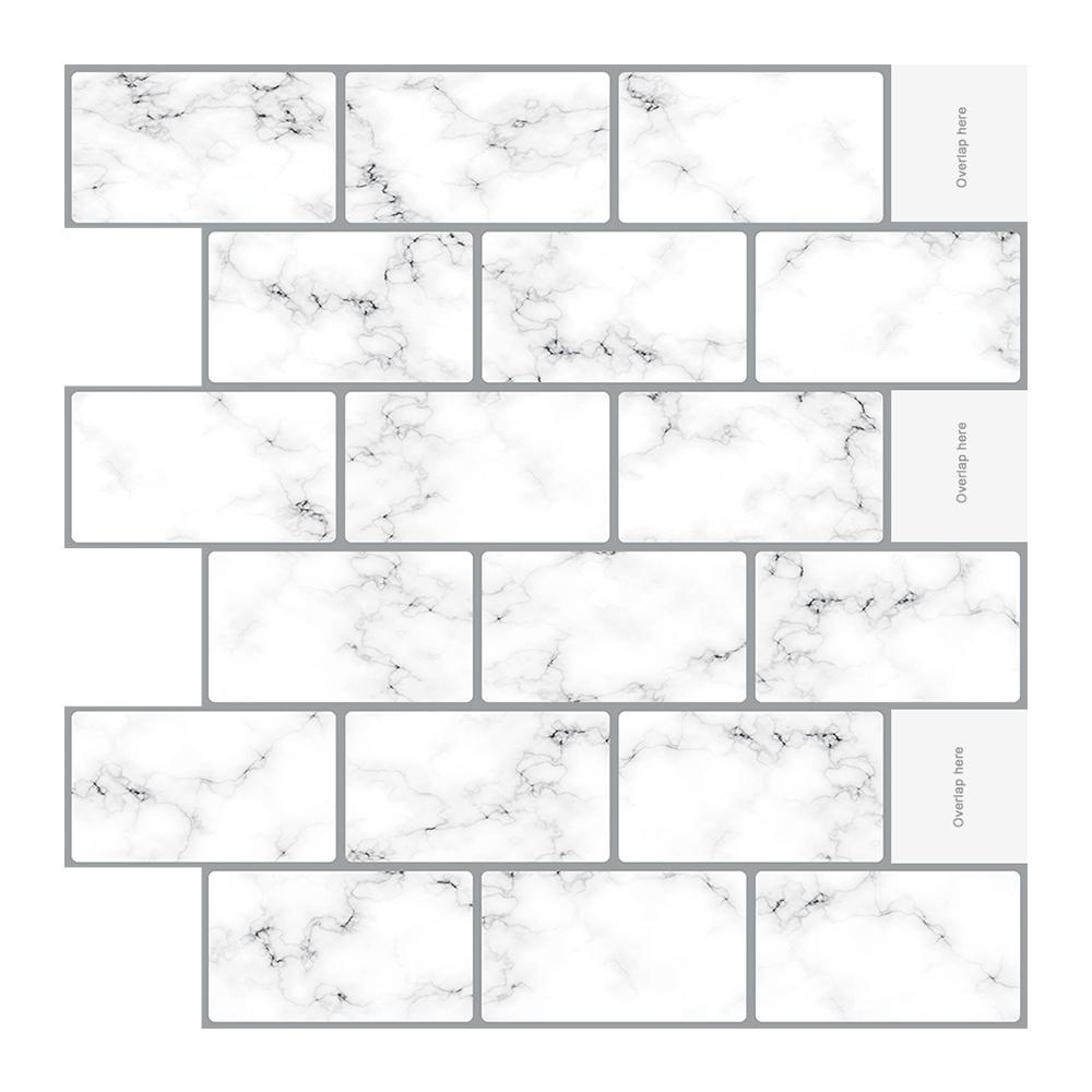 Carrara Marble Subway Peel and Stick Backsplash Tile