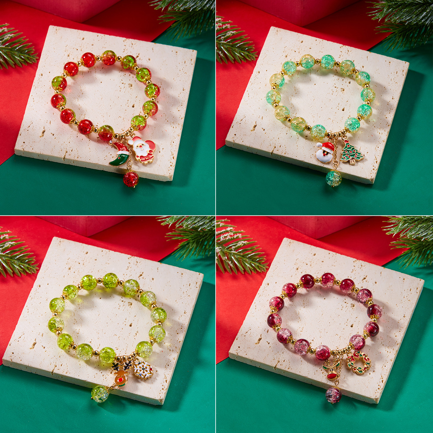 🌲Early Christmas Sale 49% OFF🌲Sparkling Glass Beads Christmas Theme Bracelet