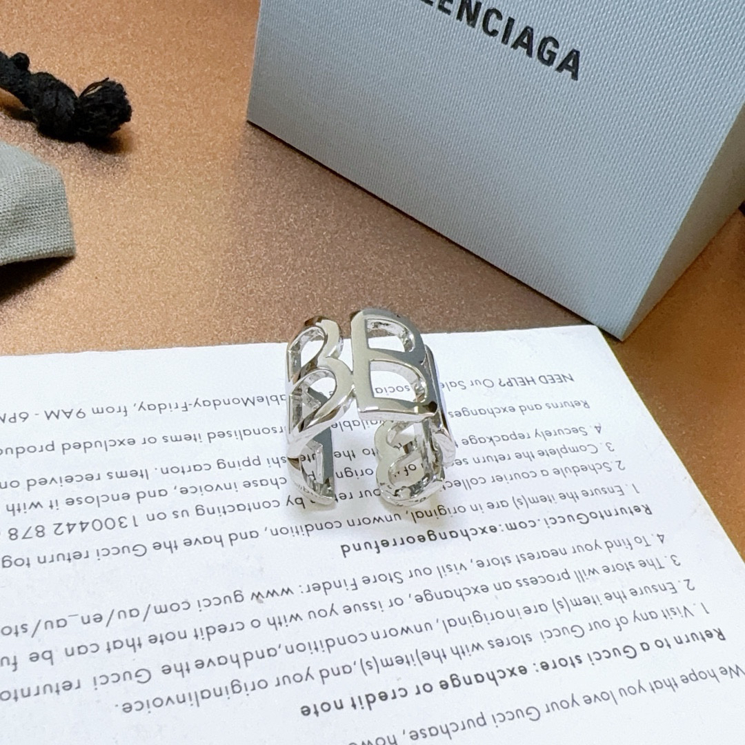 Balenciaga Hollow Silver Ring