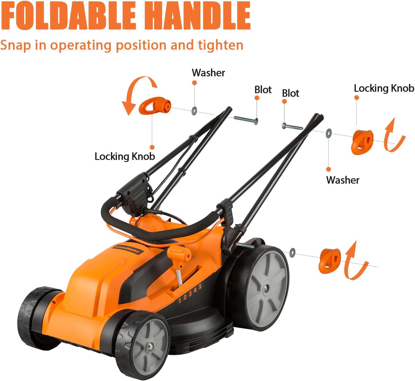 LawnMaster Electric Lawn Mower 16-Inch 12AMP