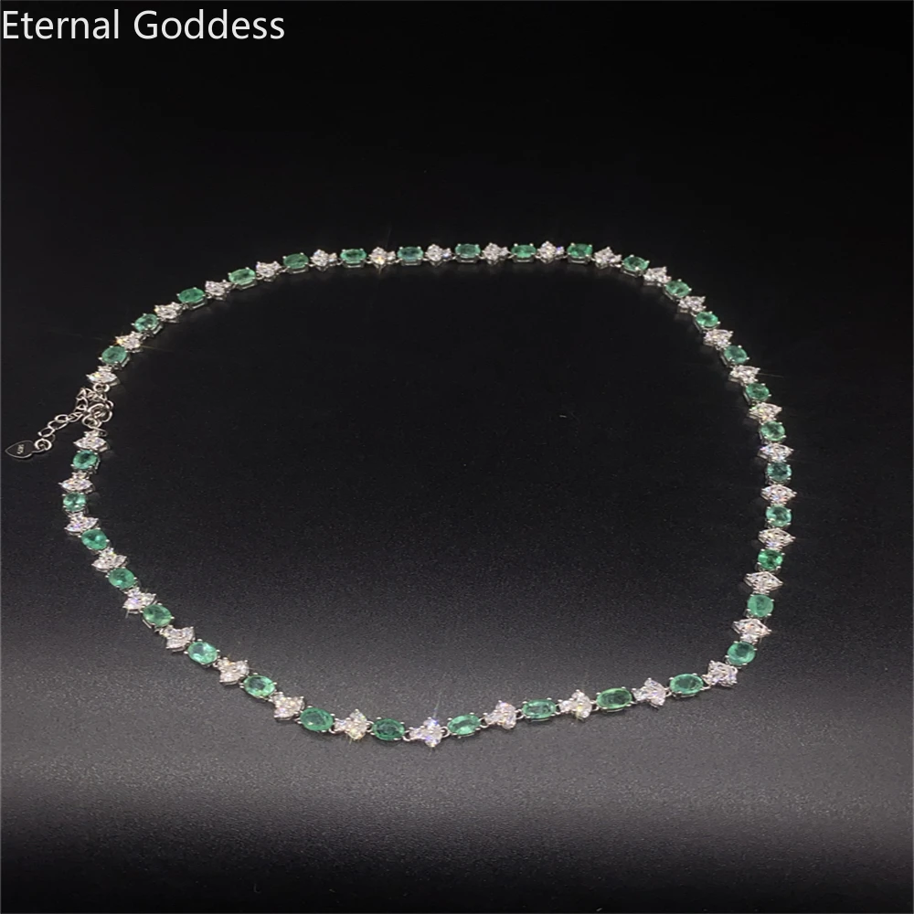 Pendant Fine Jewelry 925 Sterling Silver Inlaid Natural Emerald Woman's Fashion Two Wear New Pendant Necklace Support Test