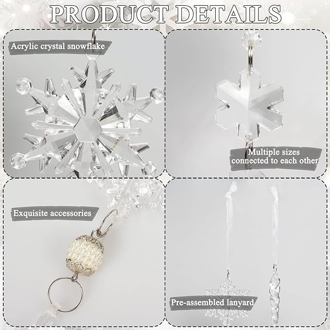On Sale🔥Set of 18 pcs Hanging Acrylic Snowflake Icicle Ornaments with Drop Pendants