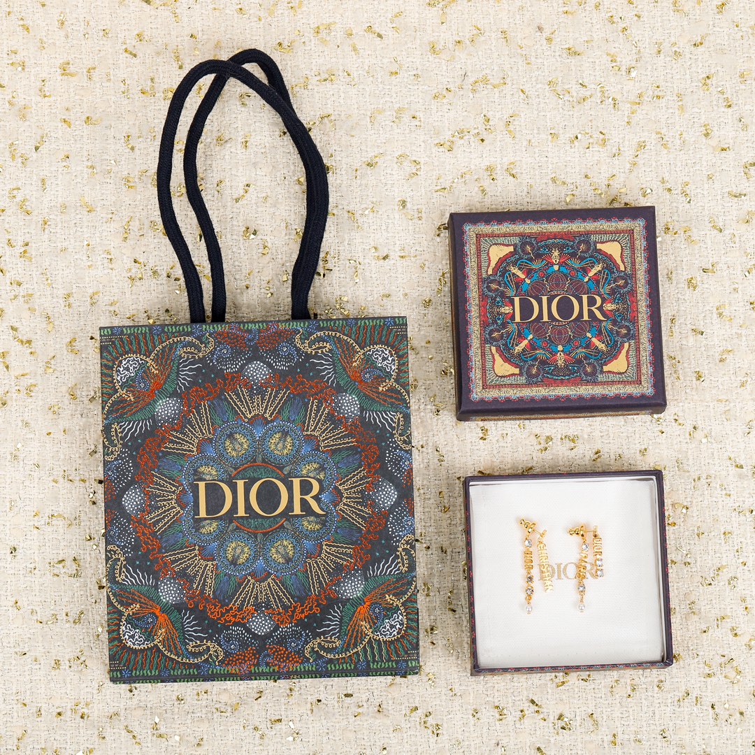 Dior diamond letter earrings