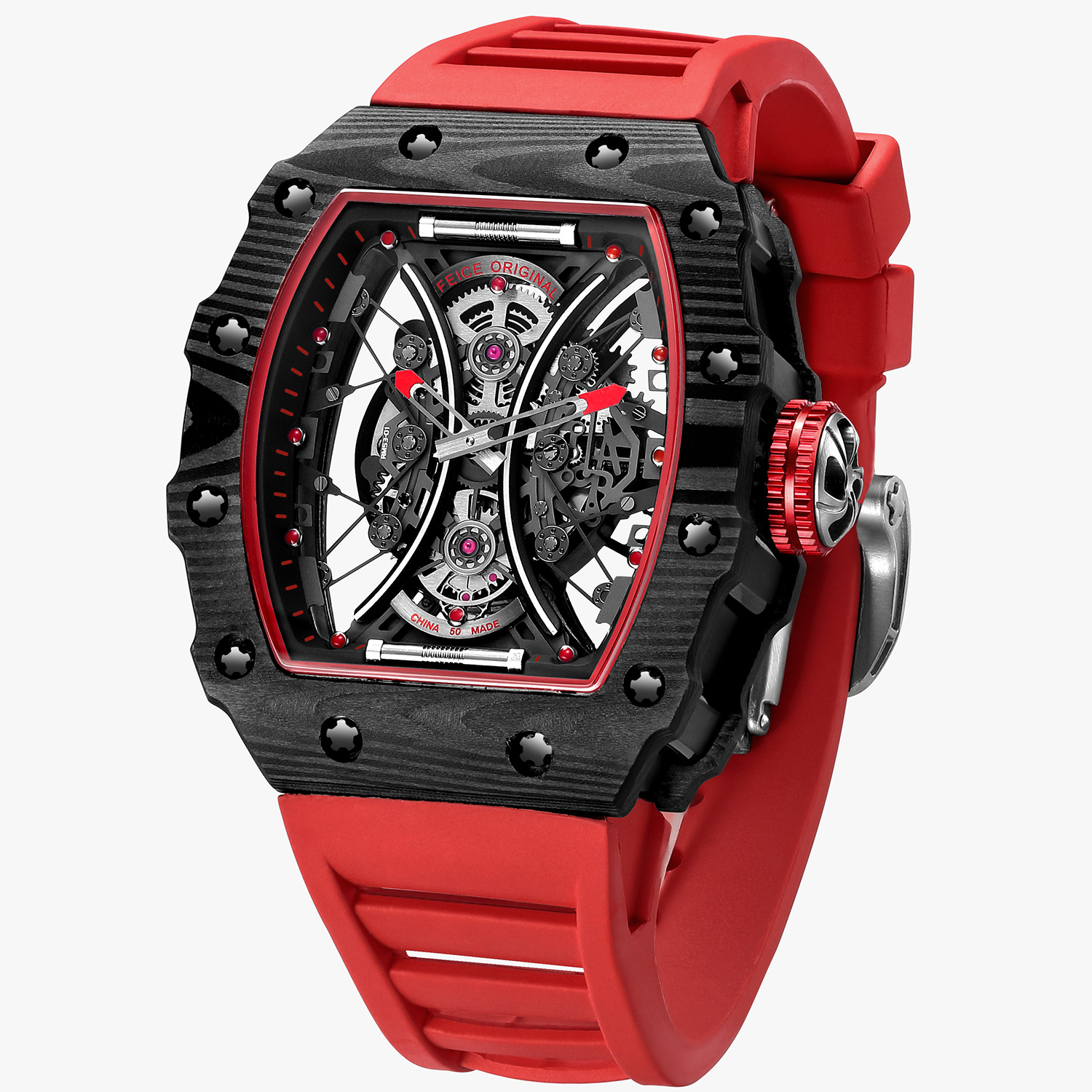 FM602 Automatic Watches Luxury Sapphire Mirror Skeleton Mechanical Wat