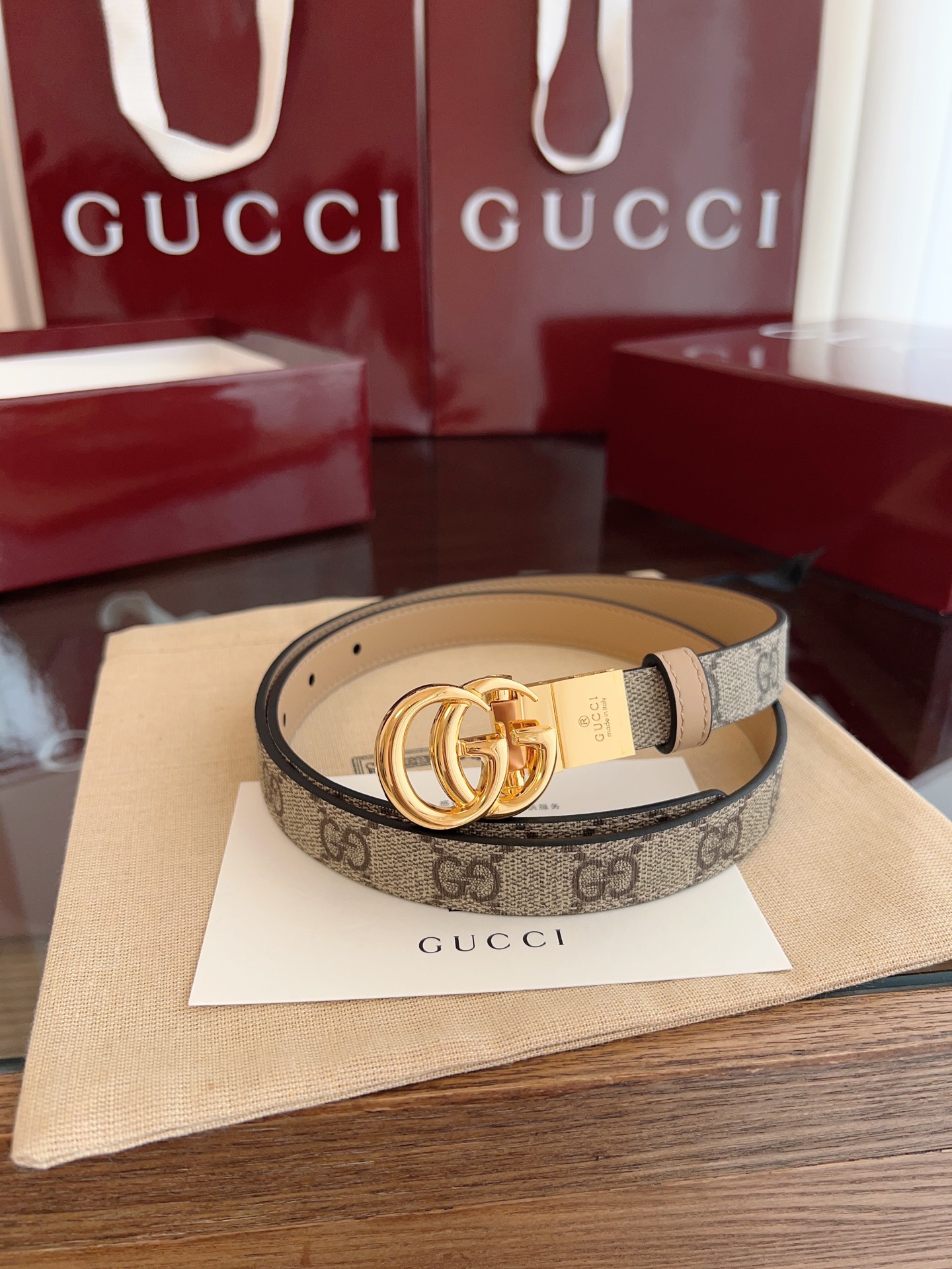 Gucci 2025 new double G buckle leather belt width 2.0cm