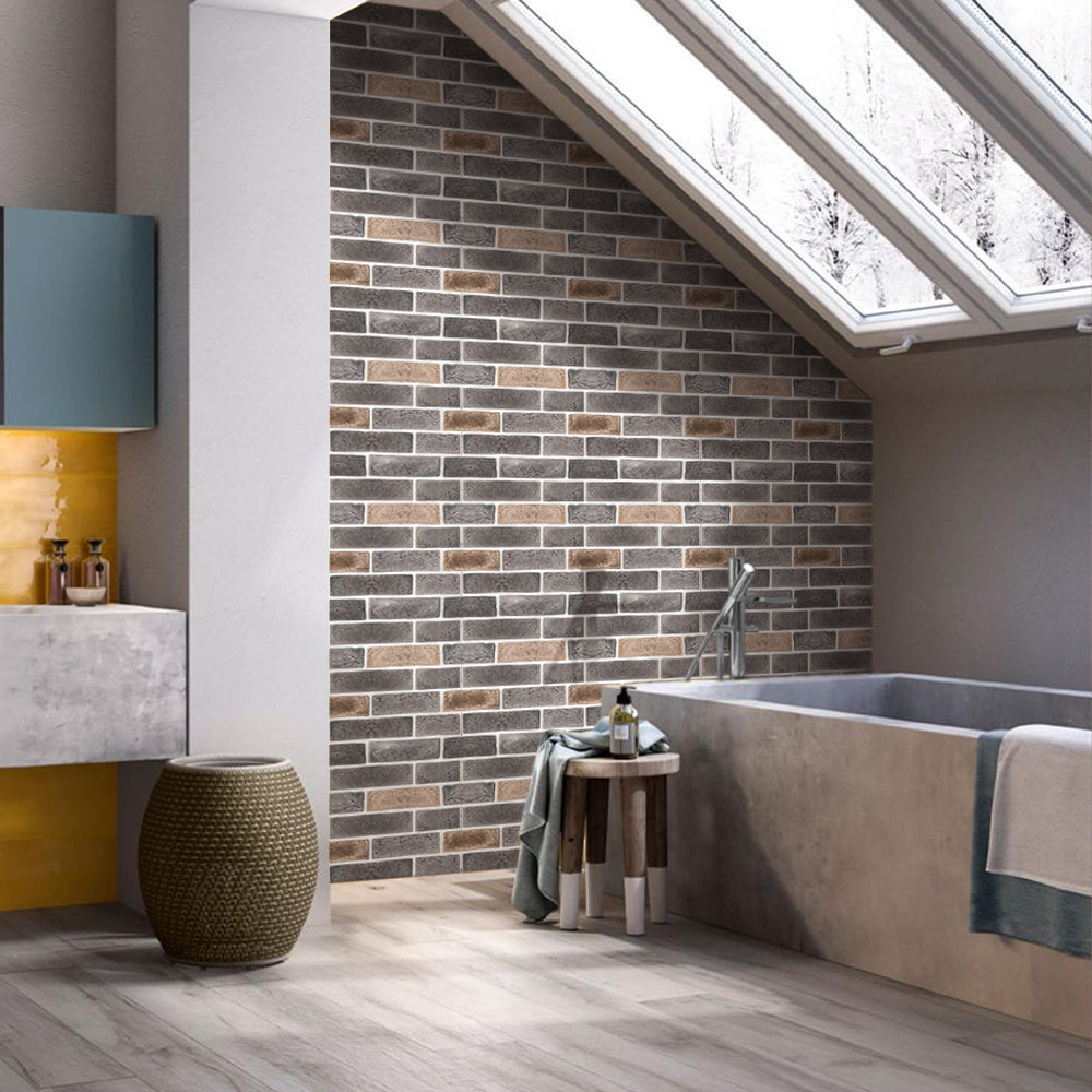 3D Dark Gray Brick Peel and Stick Wall Tile